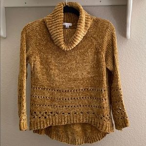 xhiliration Rustic Yellow Cowl Neck Sweater